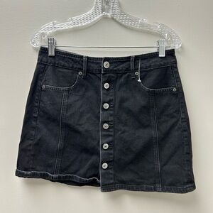 American Eagle Black High Rise A Line Mini Jean Skirt
